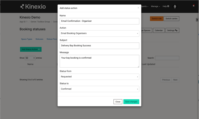 Add Status Action - example