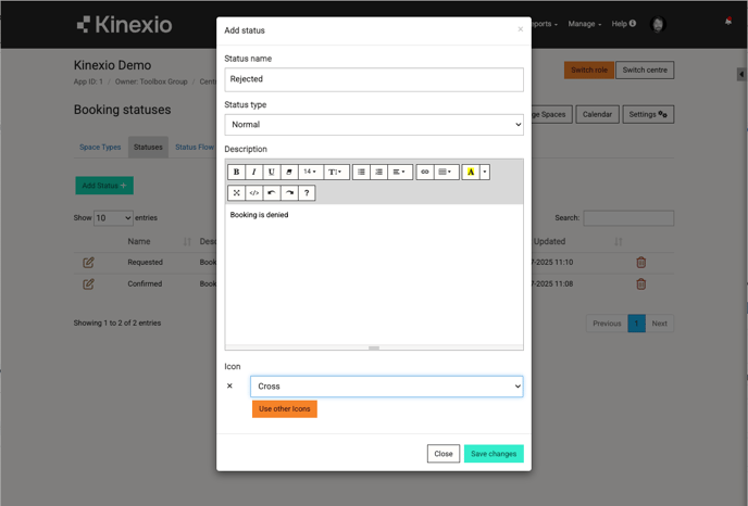 Add Status form
