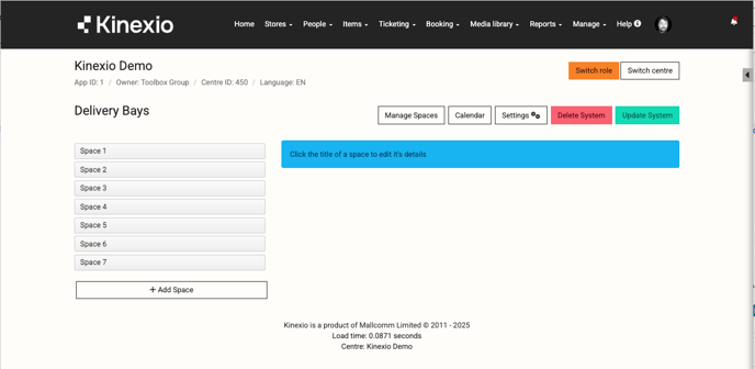 Manage Spaces page